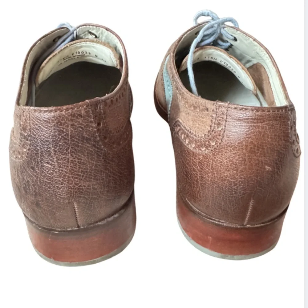 Cole Haan Colton Air Wingtip Spectator Shoe in Brown and Teal Leather Sz 11.5